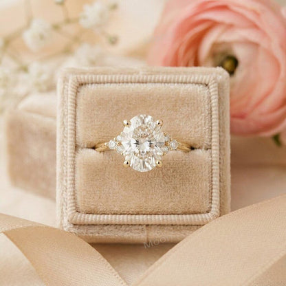 Two Tone Oval CZ Solitaire Ring, Moissanite Stone - Yellow Gold Vermeil & White Gold ( 925s Silver )