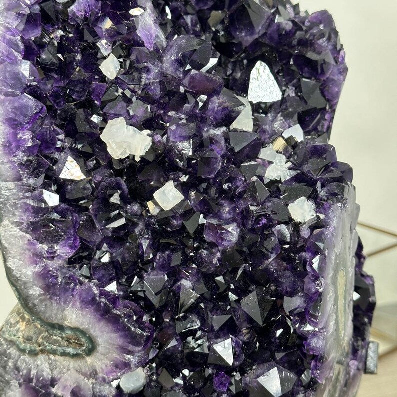 Huge Uruguayan Natural Amethyst Specimen on Metal Stand - MWS2968, 10kg - 38x18x15cm