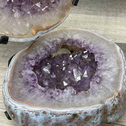 Natural Amethyst Jewelry Box on Metal Stand - MWS2978, 3.4kg - 23x17x20cm