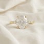 Two Tone Oval CZ Solitaire Ring, Moissanite Stone - Yellow Gold Vermeil & White Gold ( 925s Silver )