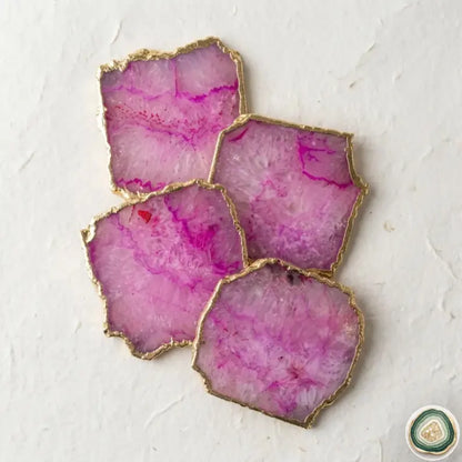 Pink Agate Square Coasters | Natural Stone Drink Coasters | Personalized Memento Gift | Luxury Table Décor, stk pris