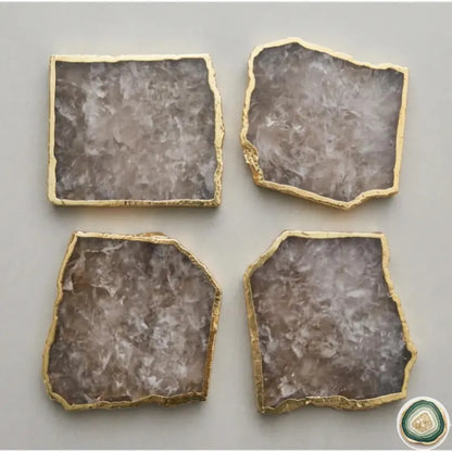 Smoke Grey Quartz Square Coasters | Natural Stone Drink Coasters | Personalized Memento Gift | Luxury Table Décor, stk pris