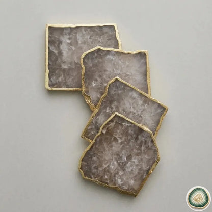 Smoke Grey Quartz Square Coasters | Natural Stone Drink Coasters | Personalized Memento Gift | Luxury Table Décor, stk pris