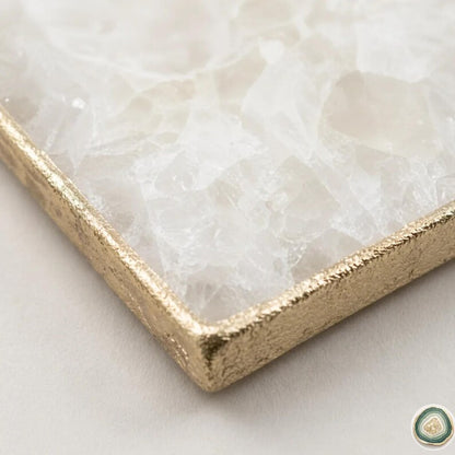 White Agate Square Coasters | Natural Stone Drink Coasters | Personalized Memento Gift | Luxury Table Décor, stk pris