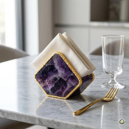 Amethyst Napkin Holder – Handmade Natural Stone Napkin Stand for Kitchen, Dining Table & Modern Home Decor