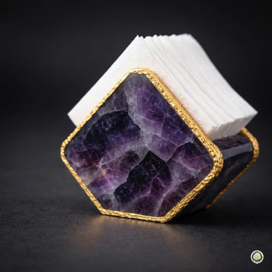 Amethyst Napkin Holder – Handmade Natural Stone Napkin Stand for Kitchen, Dining Table & Modern Home Decor
