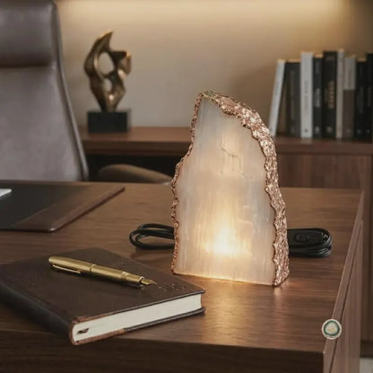 SELENITE Ledlamp | Gold Electroplated, Crystal Night Light | Luxury Home Décor