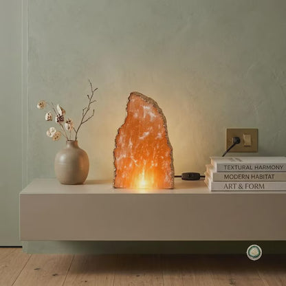 Orange SELENITE Ledlamp | Gold Electroplated, Crystal Night Light | Luxury Home Décor&nbsp;
