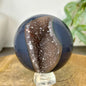 Banded Agate &amp; Druzy Sphere Geode with Crystal Formation - SPH0226, 80mm
