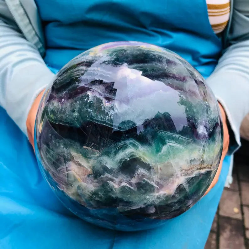 XXL Supergood Fluorite Rainbow Sphere, ca. 12.5 - 13cm - 4 - 4.5kg