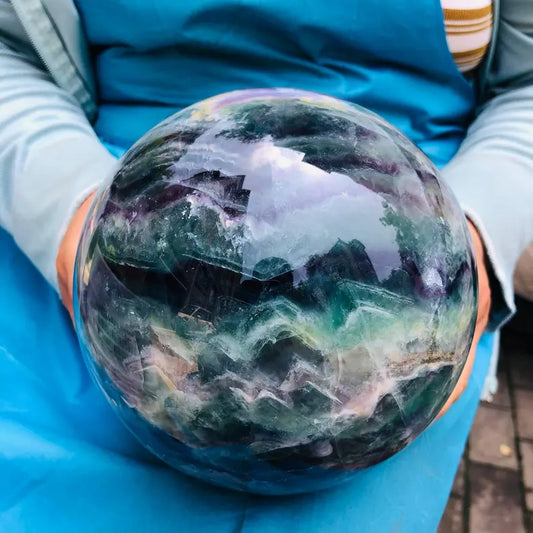 XXL Supergood Fluorite Rainbow Sphere, ca. 12.5 - 13cm - 4 - 4.5kg