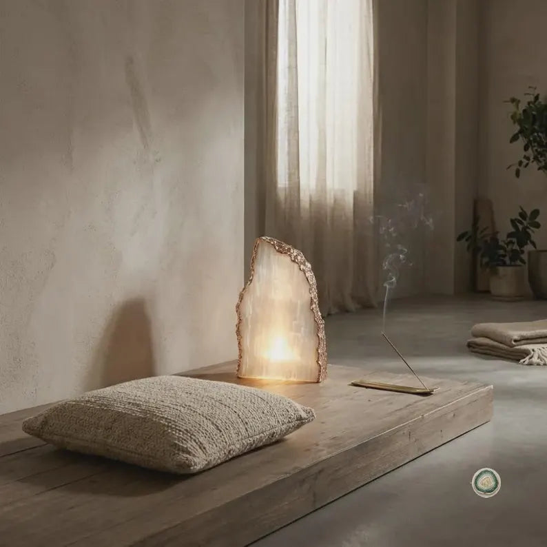 SELENITE Ledlamp | Gold Electroplated, Crystal Night Light | Luxury Home Décor