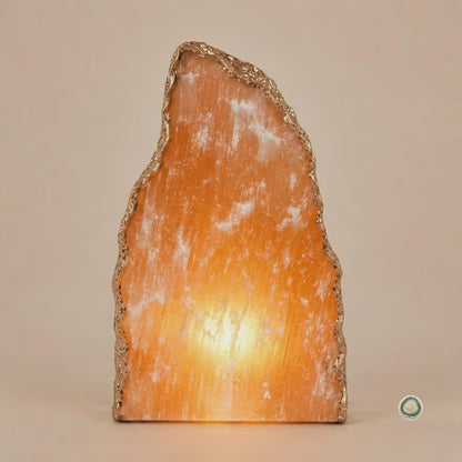 Orange SELENITE Ledlamp | Gold Electroplated, Crystal Night Light | Luxury Home Décor&nbsp;