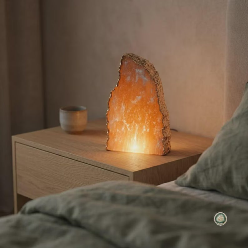 Orange SELENITE Ledlamp | Gold Electroplated, Crystal Night Light | Luxury Home Décor&nbsp;