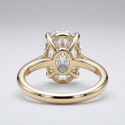 Vakker Mareshia "Solitaire" enstens 11x9mm Simulated Diamond CZ Ring, Goldplated ( 925s Silver )