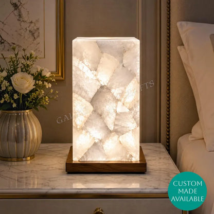 Exclusive handmade White Quartz Coaster Crystal Ledlamp / Luxury Home Décor , 20x10cm