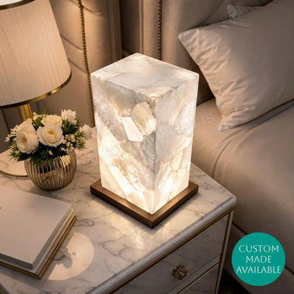 Exclusive handmade White Quartz Coaster Crystal Ledlamp / Luxury Home Décor , 20x10cm
