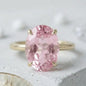 Vakker og Mareshia "Solitaire" enstens 10x8mm Pink Sapphire Ring, Gold Vermeil ( 925s Silver )