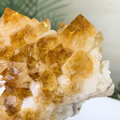High Quality Brazilian Citrine ( Heated ) Cluster on Metal Stand, 2.1kg & 17x12x11cm,  #4491CI-030