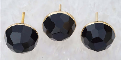 Vakre og eksklusive Sort Obsidian Gold Electroplated knotter , 6 pack, 50x50mm