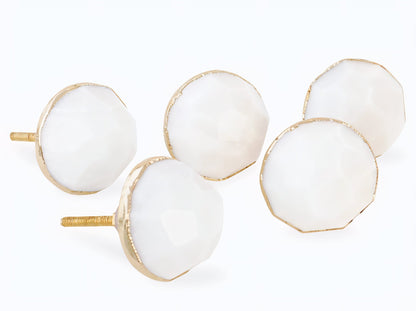 Vakre og eksklusive White Agate Gold Electroplated knotter , 6 pack, 50x50mm