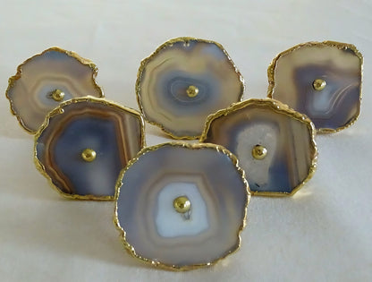 Agat Antique Gold  6 pack knotter for skap, dører, skuffer, ca. 40x50mm