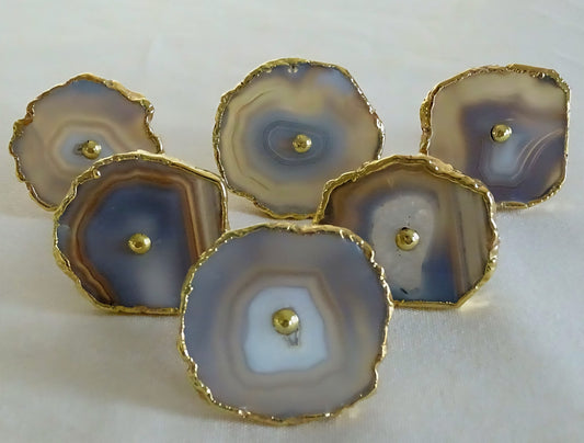 Agat Antique Gold  6 pack knotter for skap, dører, skuffer, ca. 40x50mm