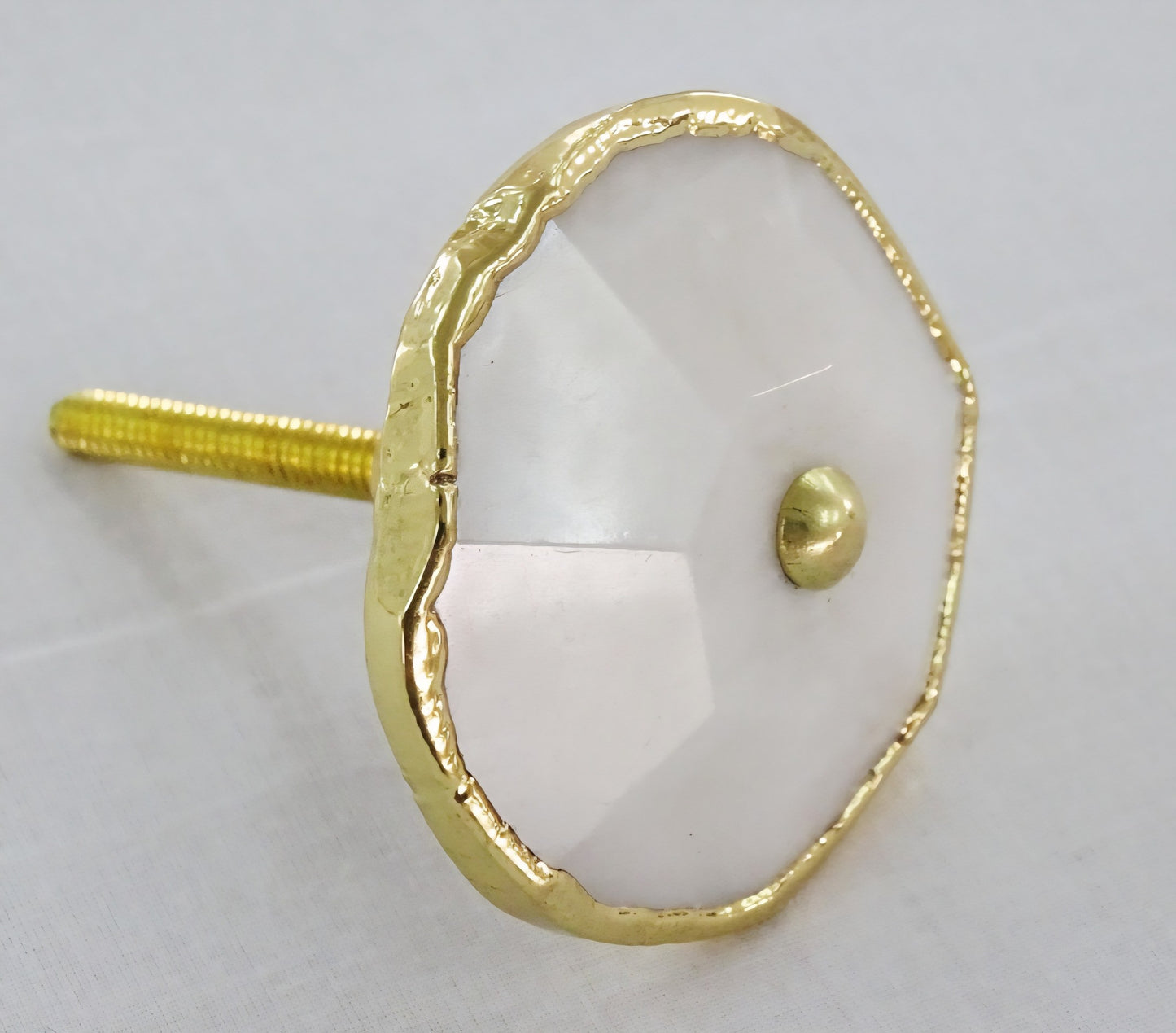 Vakre White Agate Gold Electroplated knotter , 6 pack, 50x50mm