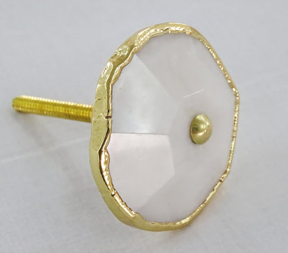 Vakre White Agate Gold Electroplated knotter , 6 pack, 50x50mm