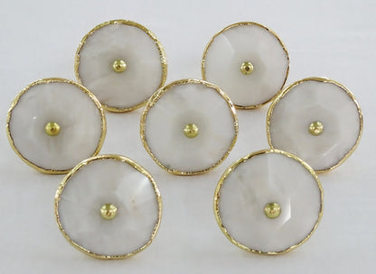 Vakre White Agate Gold Electroplated knotter , 6 pack, 50x50mm
