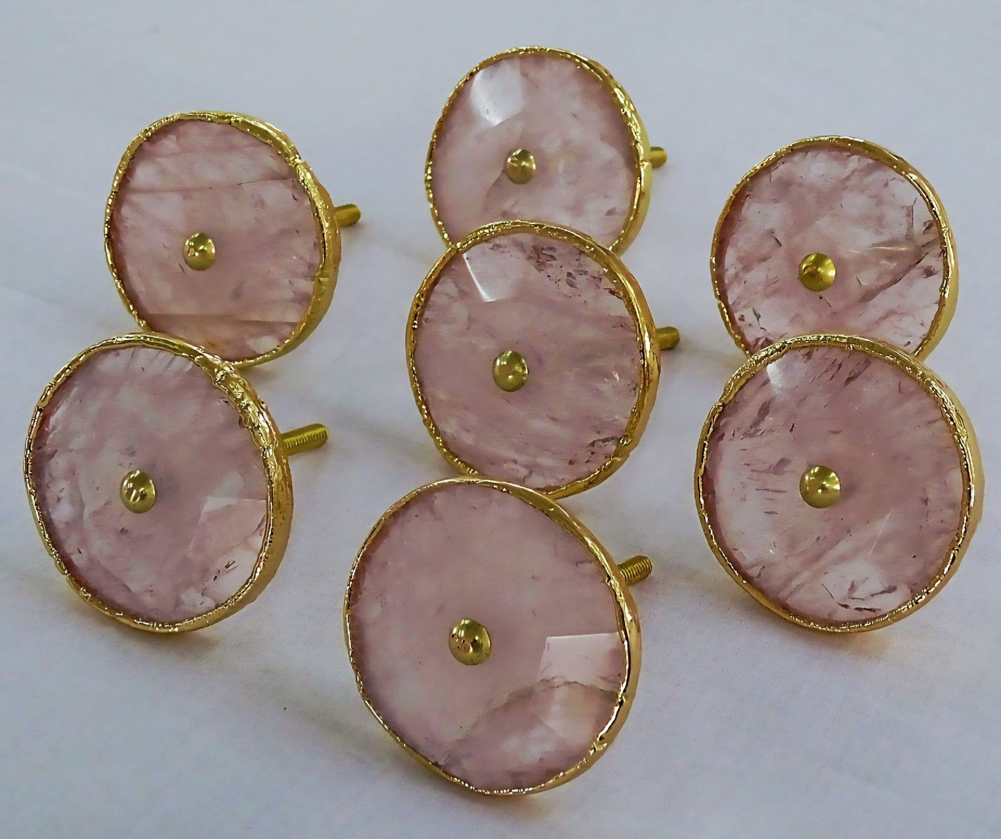 Vakre Rose Quartz Gold Electroplated knotter , 6 pack, 50x50mm