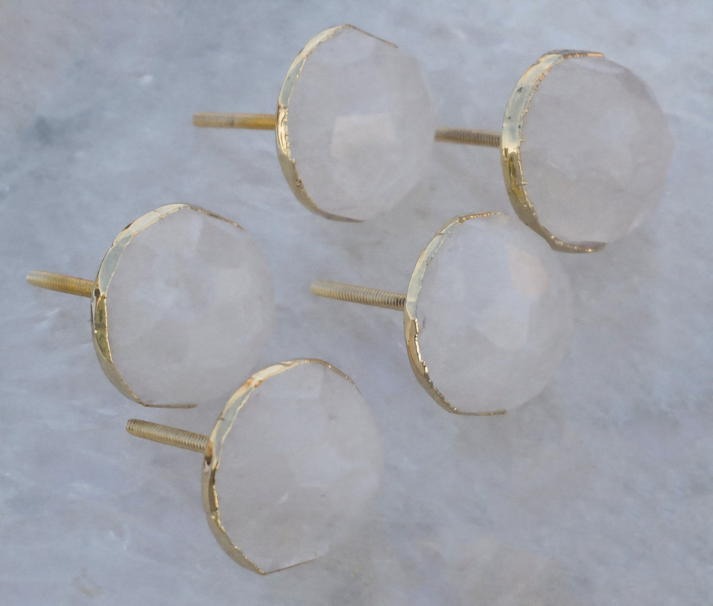 Vakre og store Clear Quartz Gold Electroplated knotter , 6 pack, 50x50mm