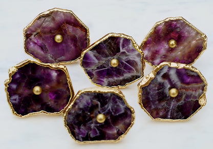 Vakre Ametyst Gold Electroplated knotter , 6 pack, 40x50mm