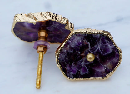 Vakre Ametyst Gold Electroplated knotter , 6 pack, 40x50mm