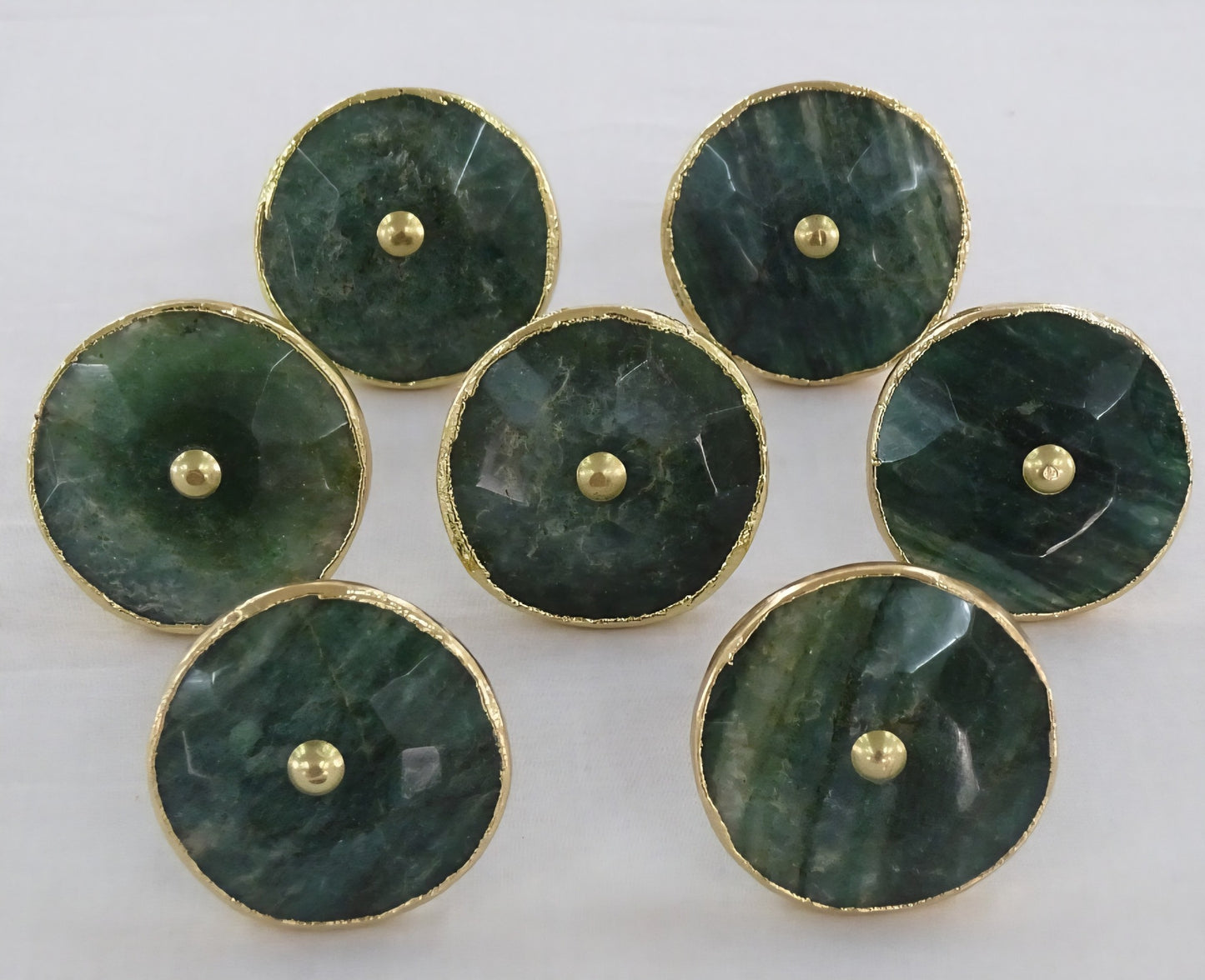 Vakre Green Agat Gold Electroplated knotter , 6 pack, 50x50mm