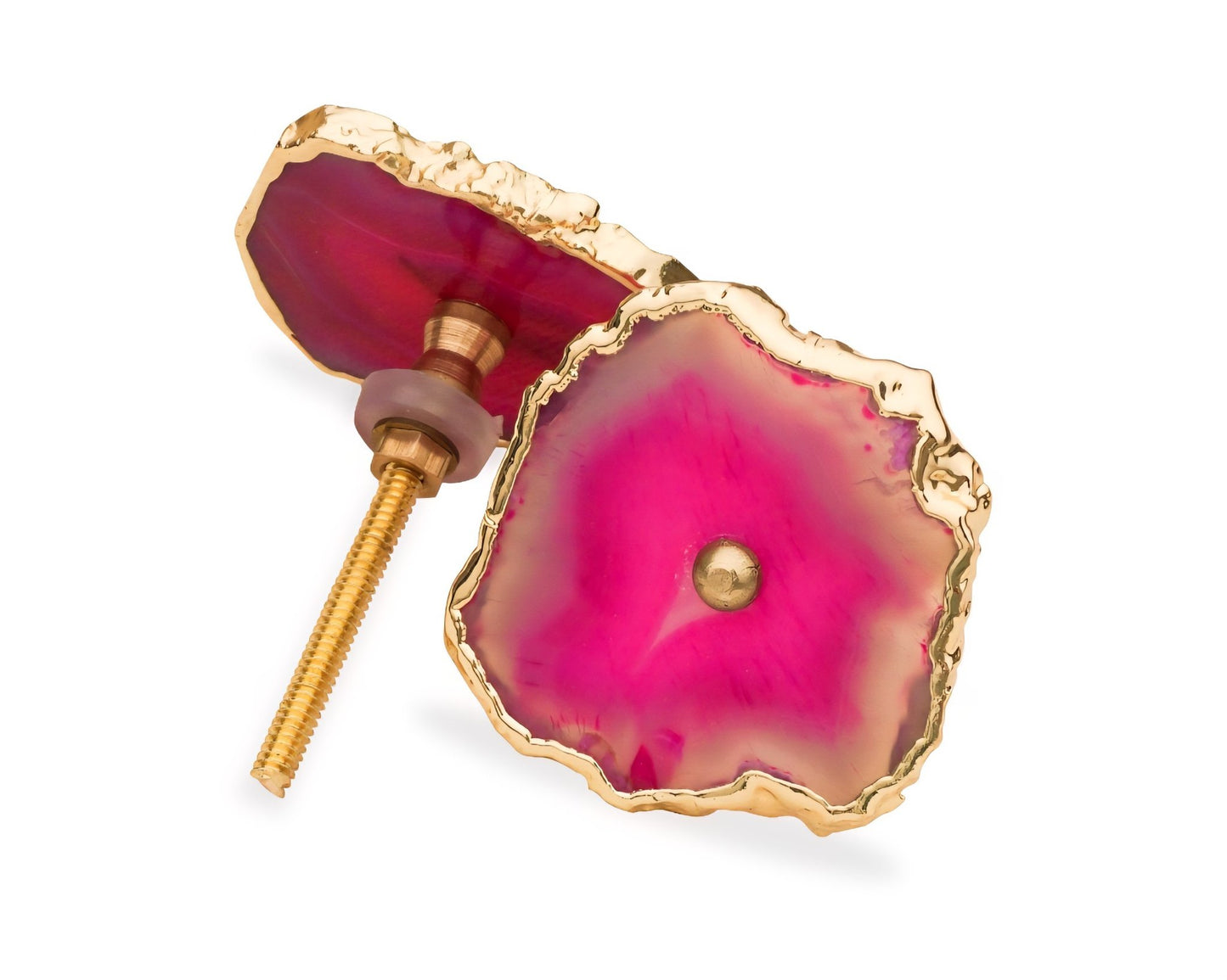 Vakre Magenta Agat Vintage Classic Gold Electroplated knotter , 6 pack, 40x30mm