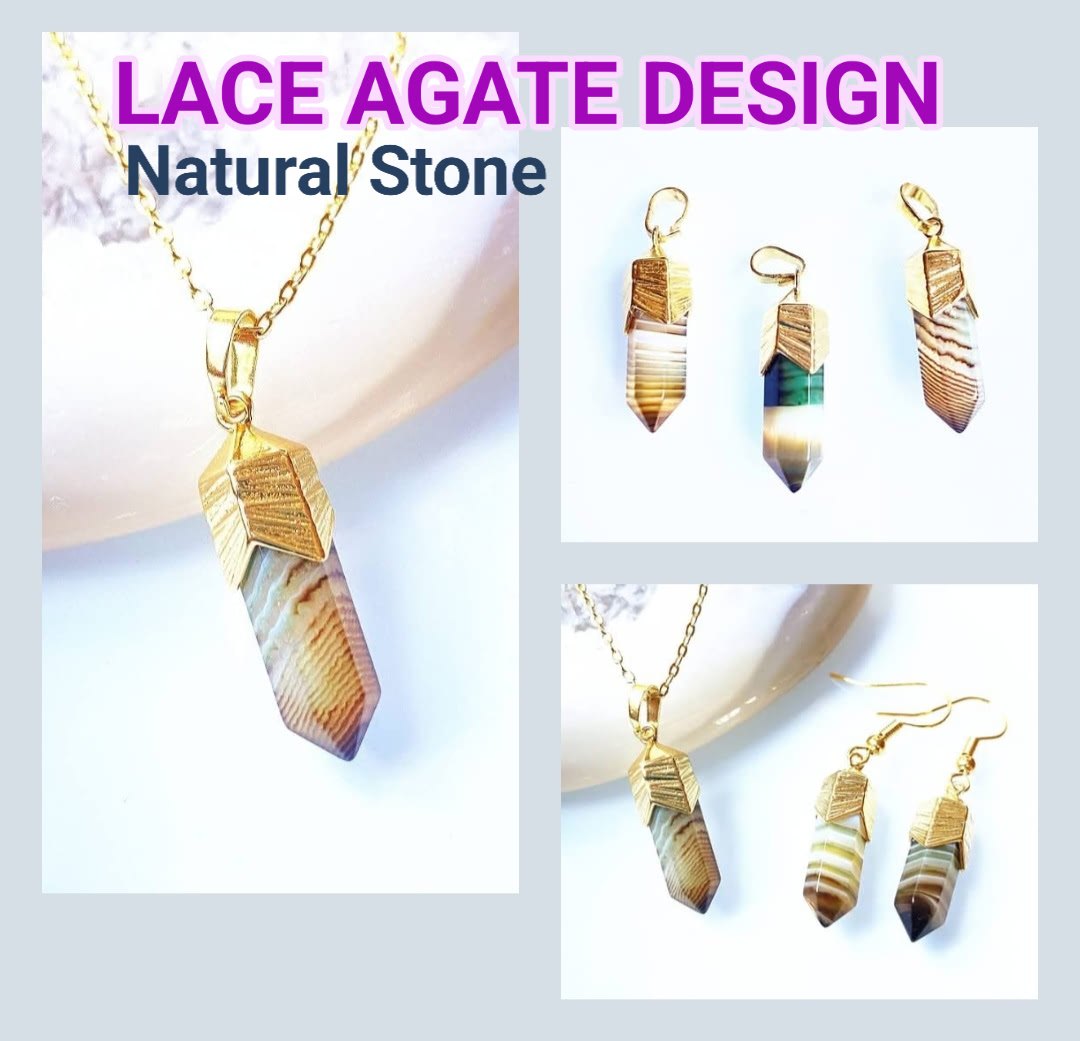 Nye, vakre Petite Lace Agate Druzy Point Spissanheng m/kjede, Gold Electroplated, 24x7mm