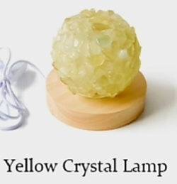 NY YELLOW QUARTZ - CITRINE Sphere Ledlampe med trebase og usb, ca. 9 -10cm