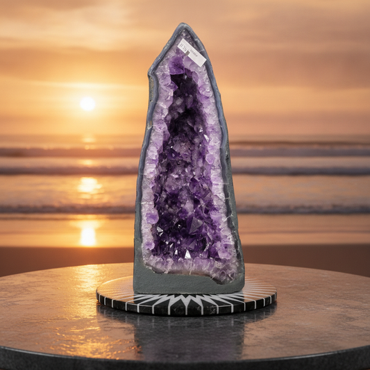 MÅNEDENS UTVALGTE / HIGH QUALITY PREMIUM BRAZILIAN AMETYST GEODE - Inntil 40% OFF + Fri Frakt - 10kg , 42x19x12cm