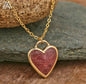 Medium Long Heart 20x20mm Designkjede - STRAWBERRY QUARTZ, Gold Electroplated