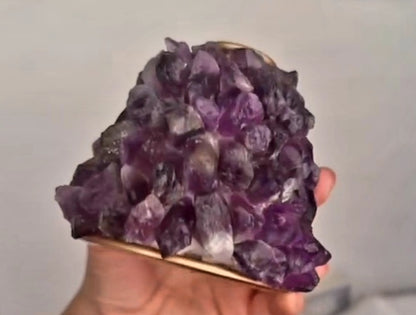 Vakker hÅndlaget RÅ Ametyst Quartz  Quartz Lysestake, ca. 85mm høye