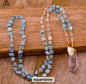 NYE MALA CRYSTAL KJEDER AQUAMARINE m/Clear Quartz Spissanheng
