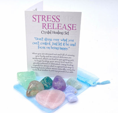 NEW MEDITATION CRYSTAL STONE HEALING SET ( 7 Stones ), STRESS RELIEFE " I will not stress over things I can’t control or change.”