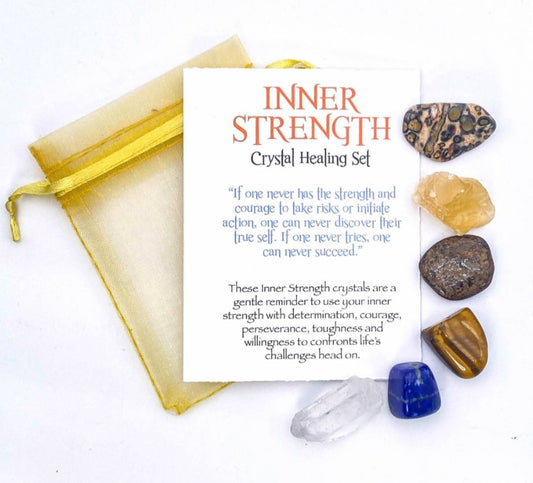 NEW MEDITATION CRYSTAL STONE HEALING SET ( 6 Stones ), INNER STRENGTH “Believe in yourself and all that you are "