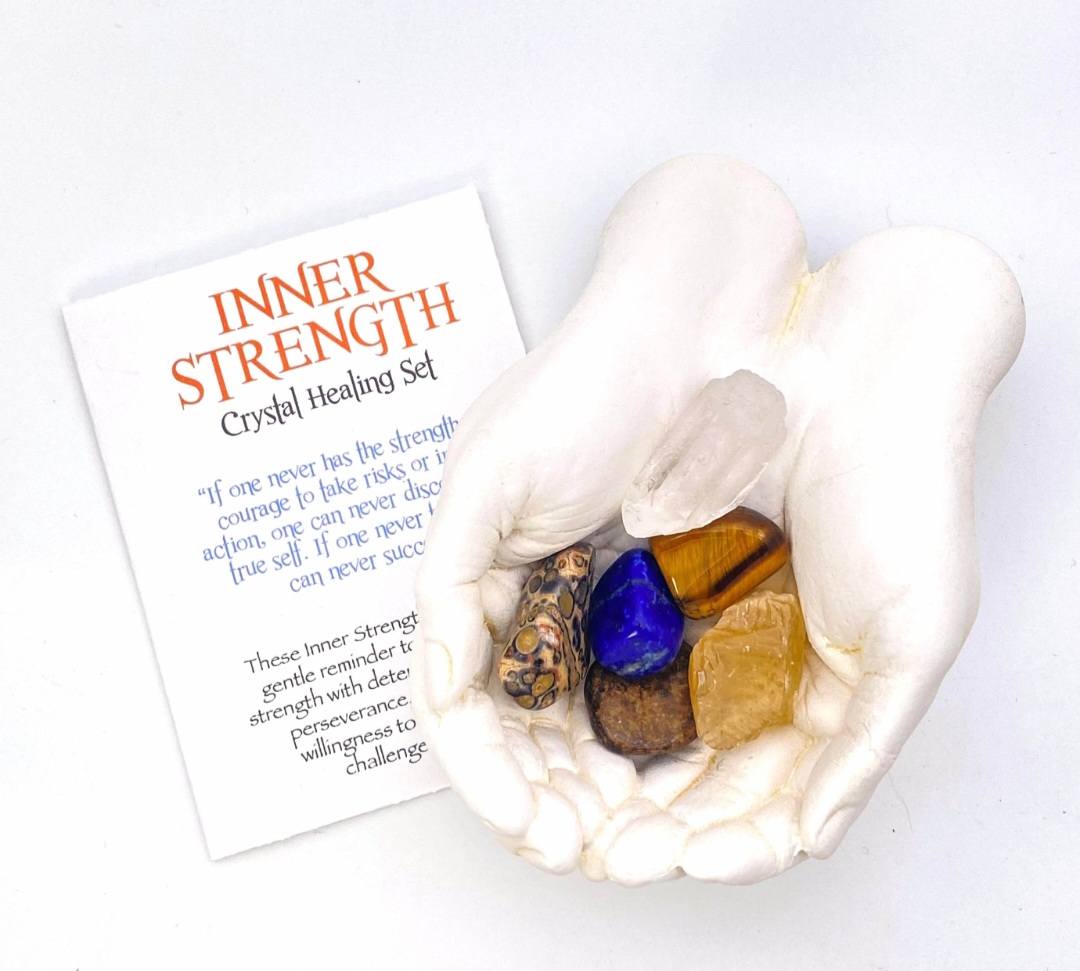 NEW MEDITATION CRYSTAL STONE HEALING SET ( 6 Stones ), INNER STRENGTH “Believe in yourself and all that you are "