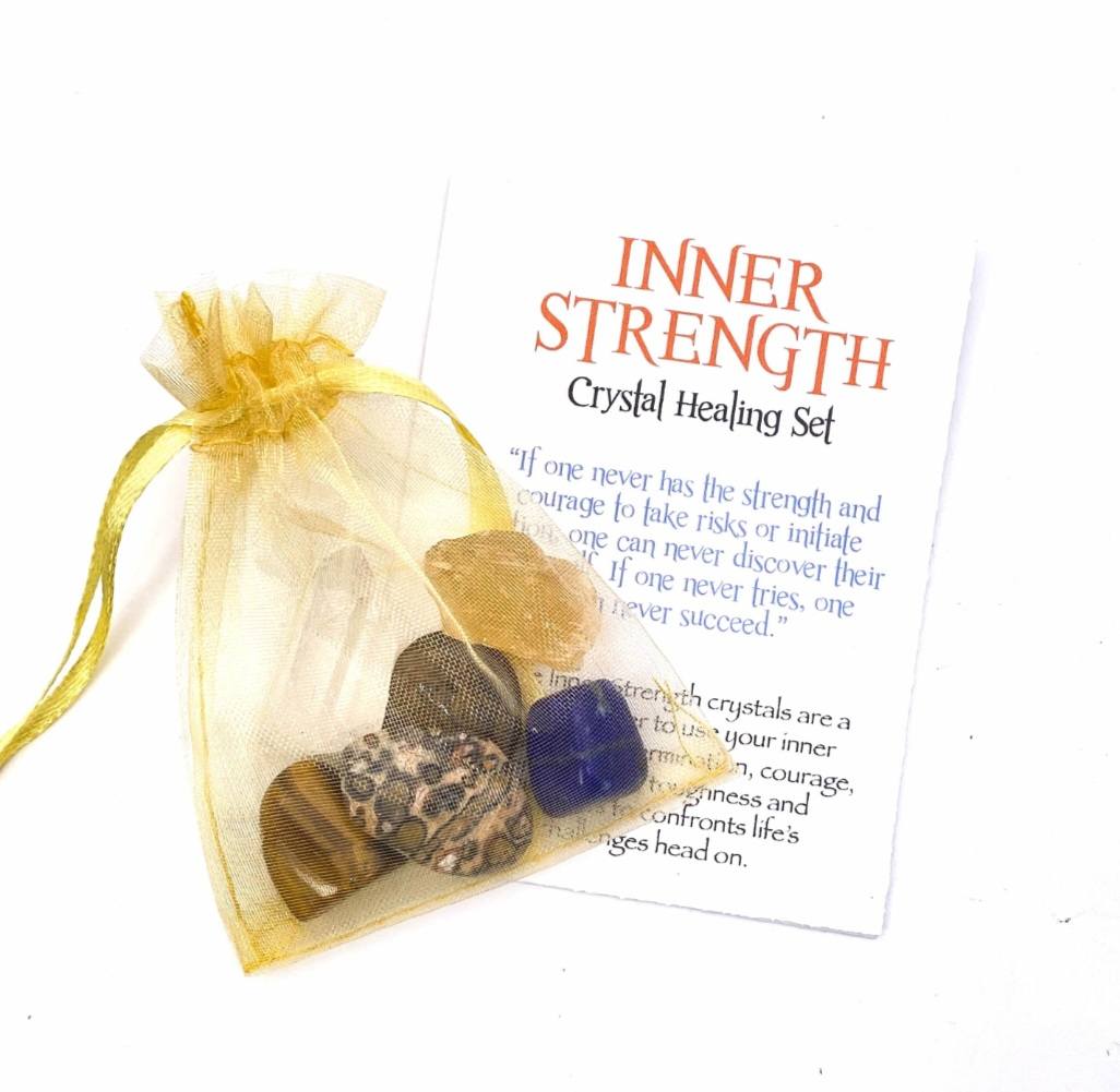 NEW MEDITATION CRYSTAL STONE HEALING SET ( 6 Stones ), INNER STRENGTH “Believe in yourself and all that you are "