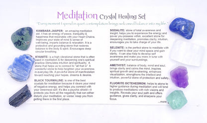 NEW MEDITATION CRYSTAL STONE HEALING SET ( 8 Stones ), MEDITATION "Quiet the mind and the soul will speak.”