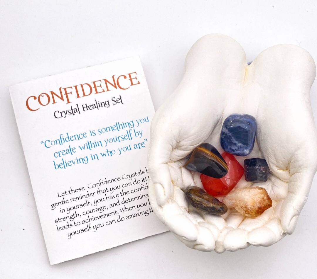NEW MEDITATION CRYSTAL STONE HEALING SET ( 7 Stones ), “ CONDFIDENCE is something you create within yourself by believing in who you are”