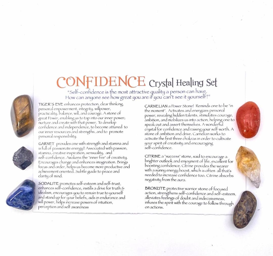 NEW MEDITATION CRYSTAL STONE HEALING SET ( 7 Stones ), “ CONDFIDENCE is something you create within yourself by believing in who you are”