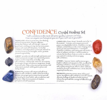 NEW MEDITATION CRYSTAL STONE HEALING SET ( 7 Stones ), “ CONDFIDENCE is something you create within yourself by believing in who you are”